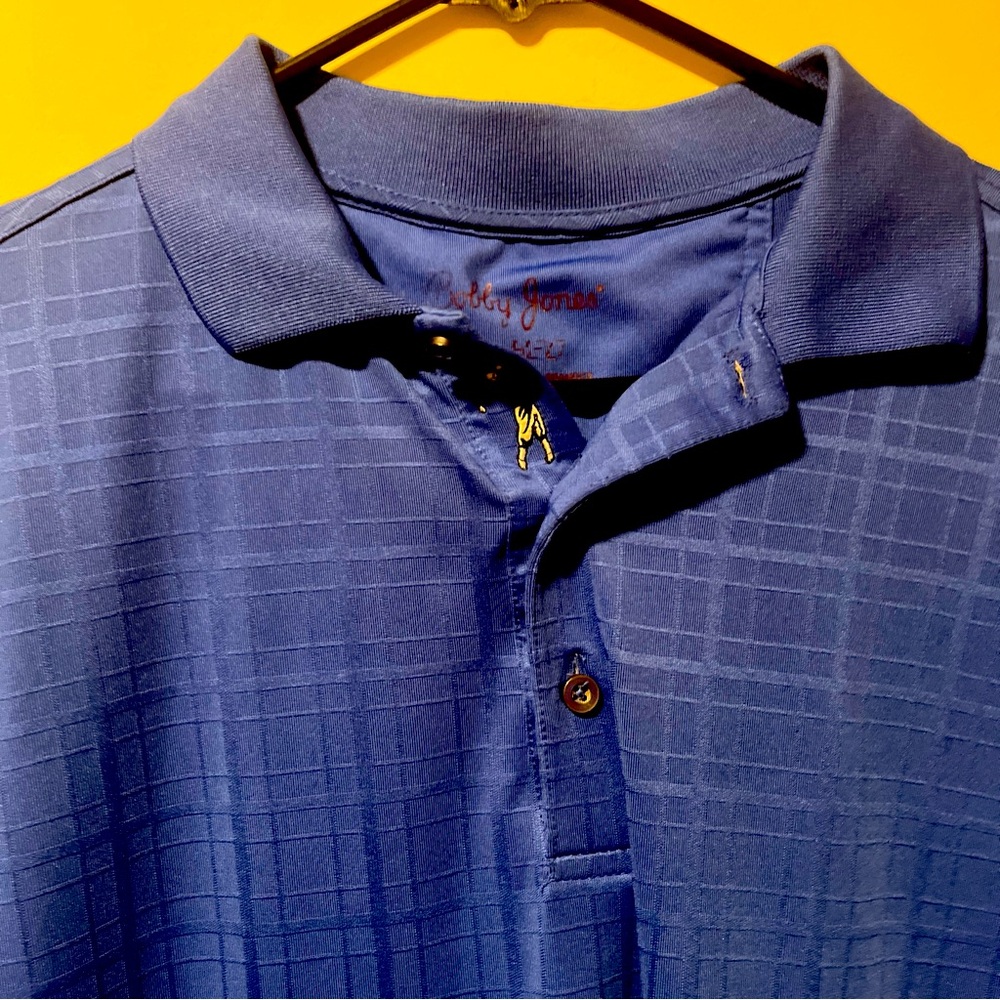 BOBBY JONES X-H20 Blue Striped Golf Polo Shirt Embroidered Cascata Men's Size L